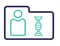 Image of a person and DNA helix within a folder, representing a patient database